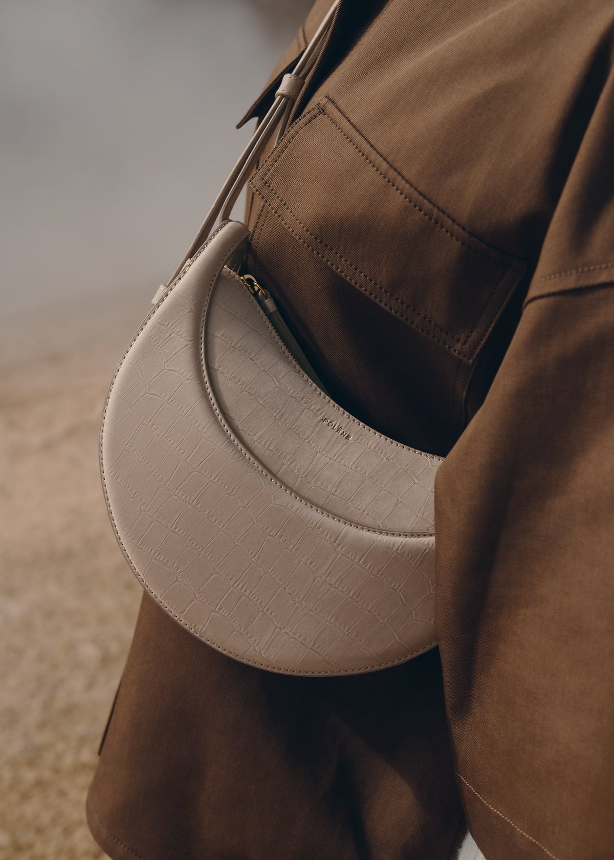 PLNE - Numéro Dix - Crocodile Nubuck Taupe-2