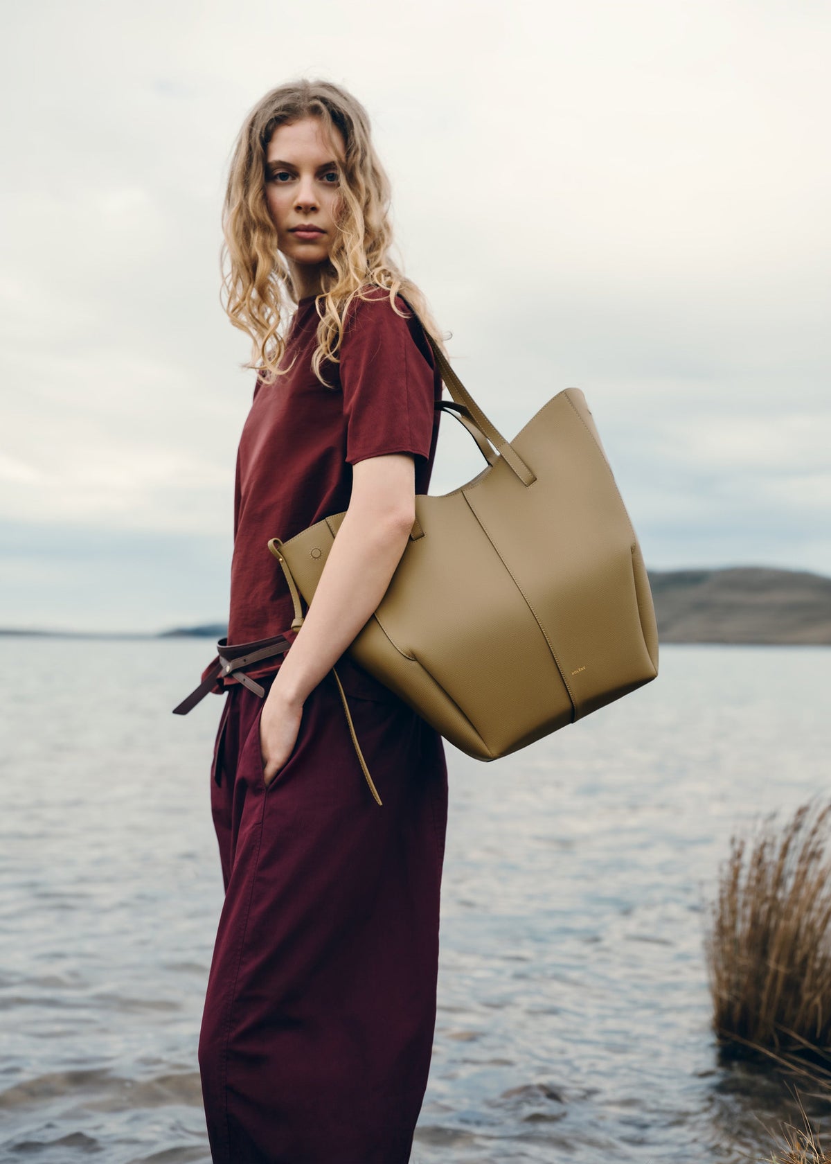 PLNE - Cyme Tote - Textured Smoky Olive-1